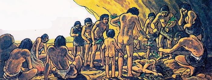 погребение умершего неандертальцами рисунок